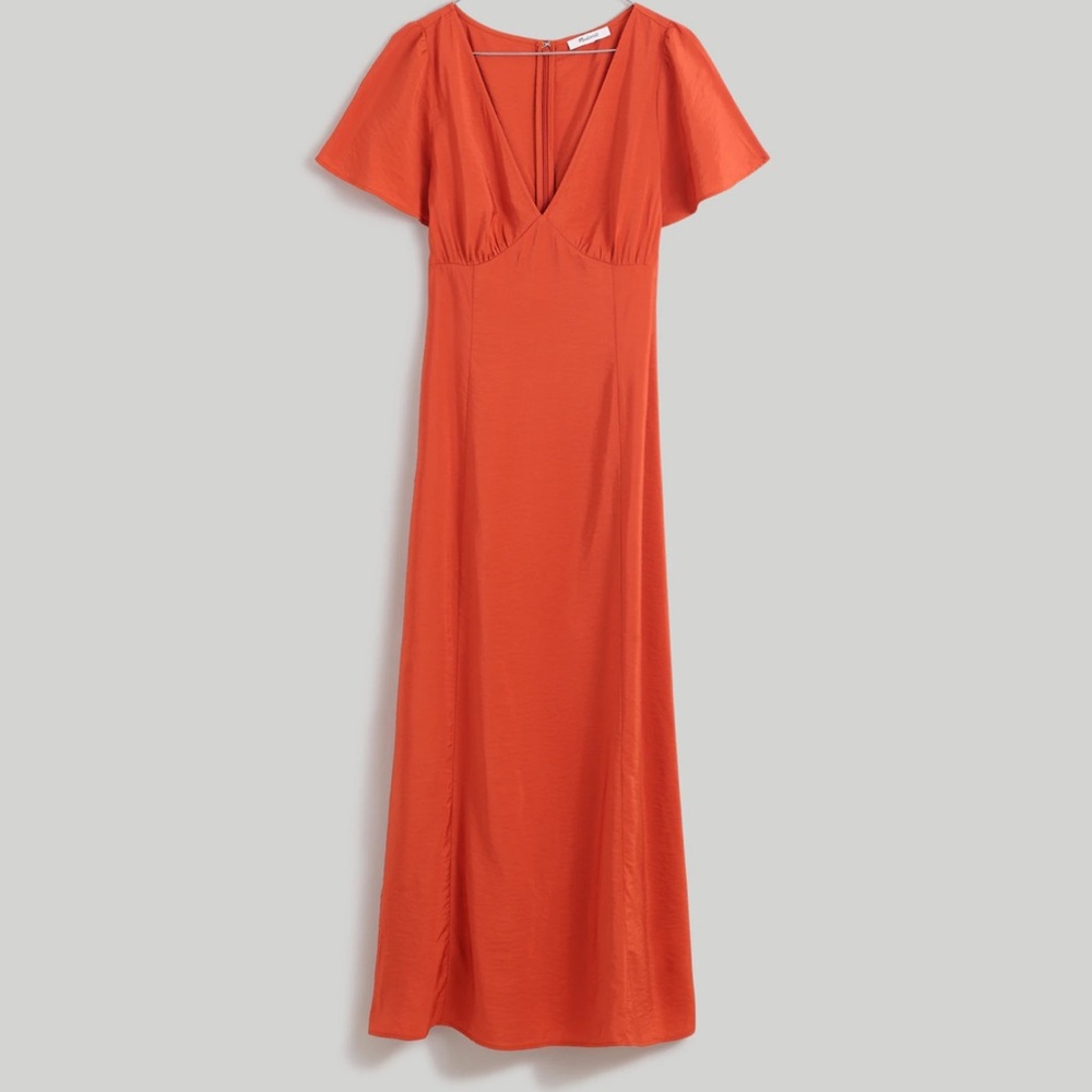 Elegant Madewell V-Neck Flutter-Sleeve Midi Dress size 10 - Picture 5 of 5